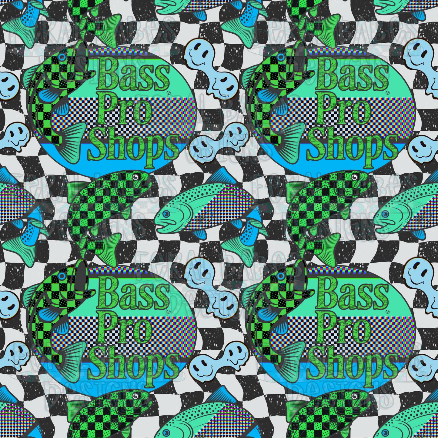 Trippy Fish Blue Seamless