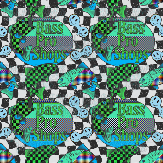 Trippy Fish Blue Seamless