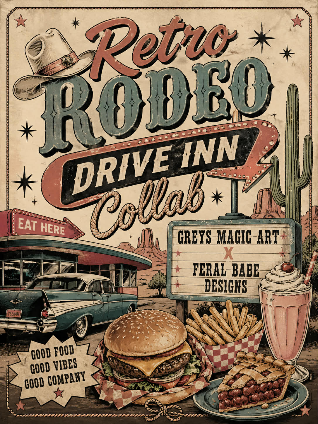 Feral Babes Designs x Greys Magic Arts Retro Rodeo Drive Inn Collab- NO CODES