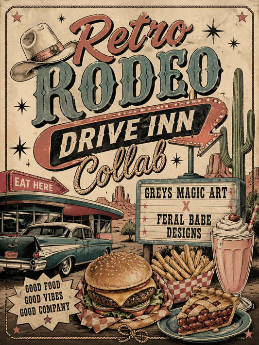Feral Babes Designs x Greys Magic Arts Retro Rodeo Drive Inn Collab- NO CODES