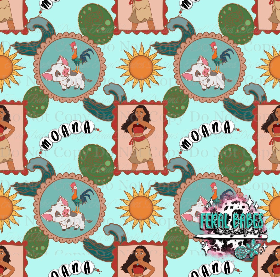 Hawaiian Princess Teal Seamless