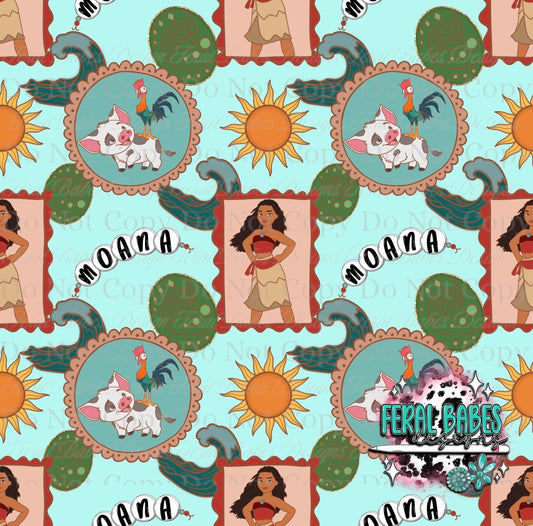 Hawaiian Princess Teal Seamless